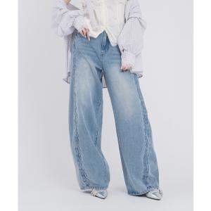 ジーンズ デニム デニムパンツ ウェーブラインカーブデニムパンツ レディース