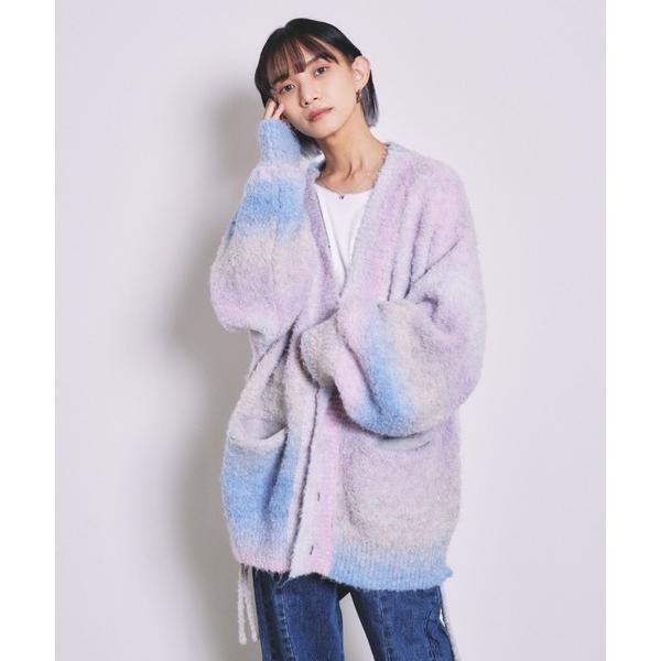 「INTER FACTORY」 ニットカーディガン FREE ライトパープル メンズ
