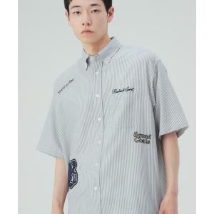 シャツ 半袖 「6/18値下げ」レタード ワッペン オックスフォード シャツ（ユニセックス） メンズ レディース