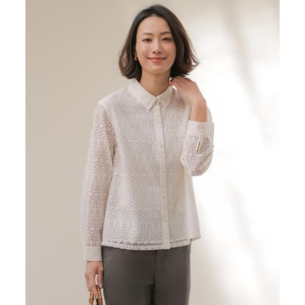 ブラウス シャツ 「一枚で着映え」ジオメトリックレース ブラウス レディース