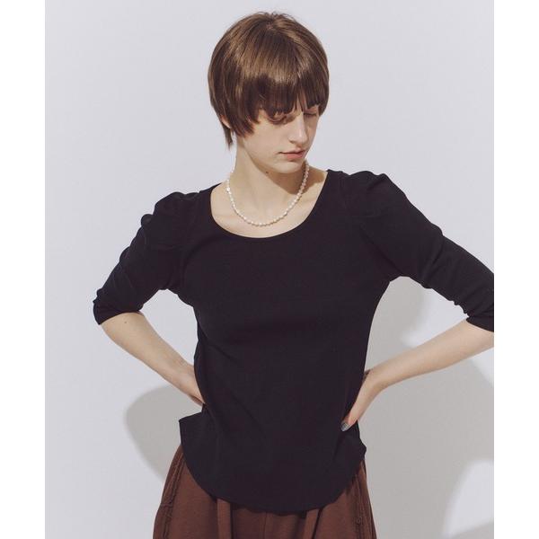 tシャツ 半袖 ギャザーパフショートスリーブカットソー レディース