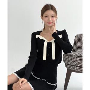 ニット セーター リボン配色 リブニット/2026 SS COLLECTION レディース