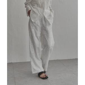 パンツ パッチワーク風刺繍パンツ レディース