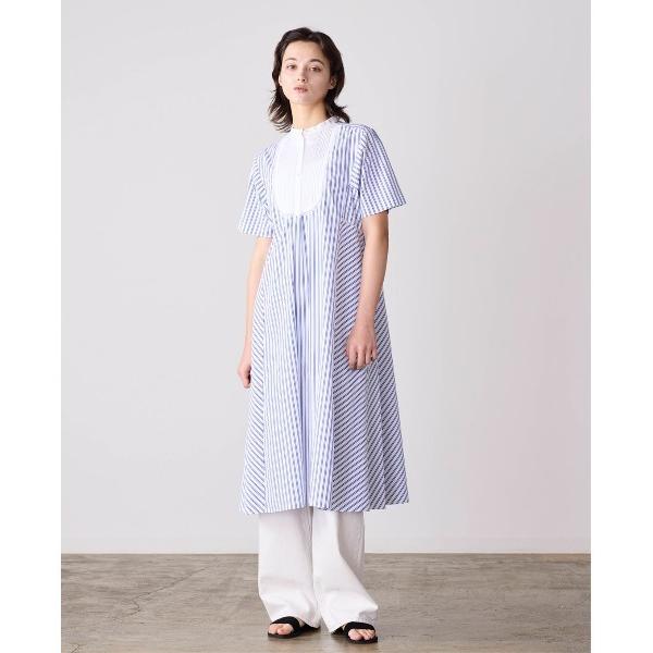 シャツワンピース pin tuck bosom embroidery one-piece