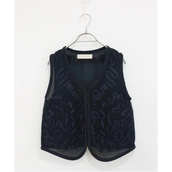ベスト ジレ code embroidery diamond tuck vest レディース