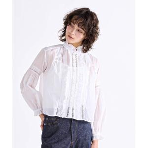 ブラウス シャツ sheer starched cotton lace frilled blouse レディース
