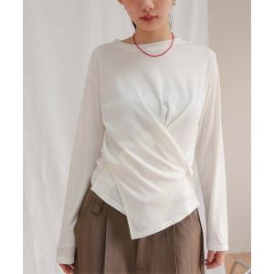 tシャツ サイドボタンカシュクールトップス レディース