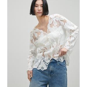 ブラウス シャツ 「LARUTA」フラワー刺繍レースブラウス レディース