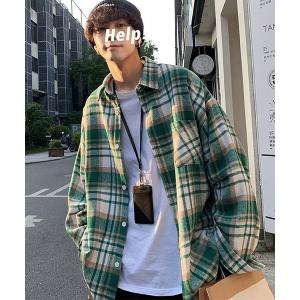 シャツ 「WARAIJOGO」ルーズシルエットネルチェック長袖シャツ/ネルシャツ メンズ レディース