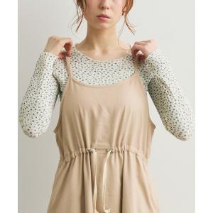 tシャツ リブフラワーTシャツ レディース