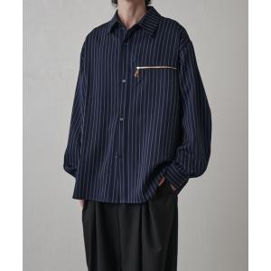 シャツ ストライプオーバーシャツブルゾン メンズ