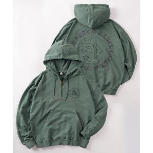 パーカー 「88」「STARTER/スターター」ピグメント加工 裏毛 エンボス サークルロゴ ハーフジップパーカー メンズ レディース