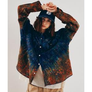 ブラウス シャツ B2944 オーバーダイフラワールーズシャツ レディース