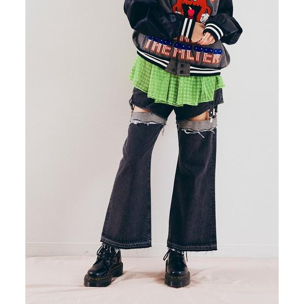 ジーンズ デニム デニムパンツ R4434 ガーターベルトフレアパンツ レディース