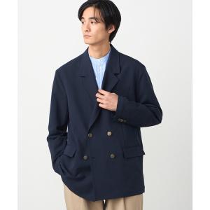 コート ジャケット 「セットアップ対応」ウールライクストレッチツイル ダブルブレザージャケット メンズ