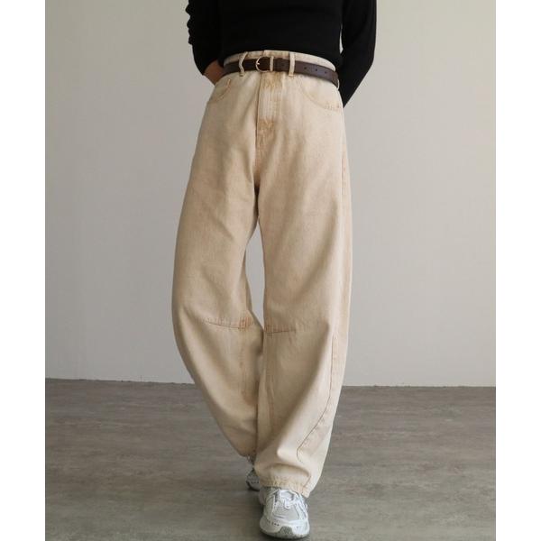 ジーンズ デニム デニムパンツ バレルレッグカラーデニムパンツ レディース
