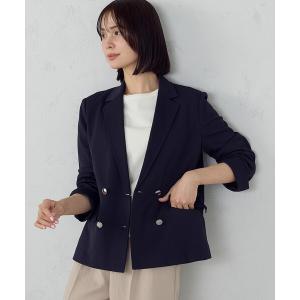 ジャケット テーラードジャケット 鹿の子 ダブルブレスト テーラードジャケット レディース