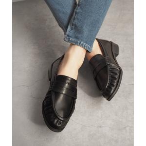 ローファー 「やわらか仕立て」ギャザーローファー 「 2.5cmローヒール 」 レディース