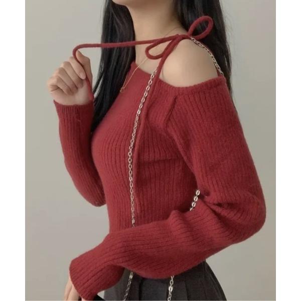 「Teem Store」 長袖ニット F レッド レディース