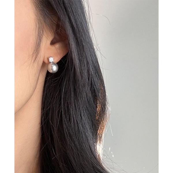 イヤリング YU-KA:パール＆ビジューイヤリング Pearl bijou earring レディー...