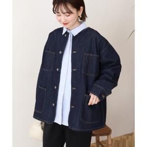 デニムジャケット gジャン ノーカラーデニムカバーオール レディース