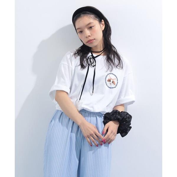 tシャツ ラブリーピンク刺繍 Tシャツ レディース