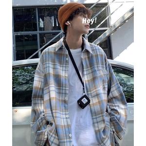 シャツ ルーズシルエットネルチェック長袖シャツ/ネルシャツ メンズ レディース