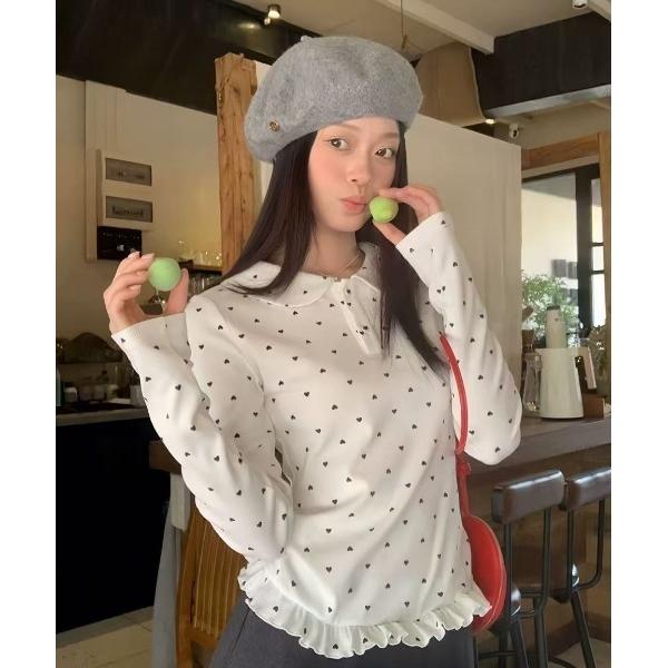 tシャツ 26ss 可愛いハート柄トップス レディース