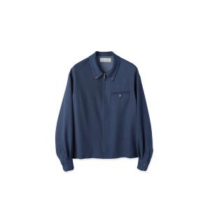 シャツ Faux Denim Button-Tab Pocket Zip Up Shirt メンズ レディース