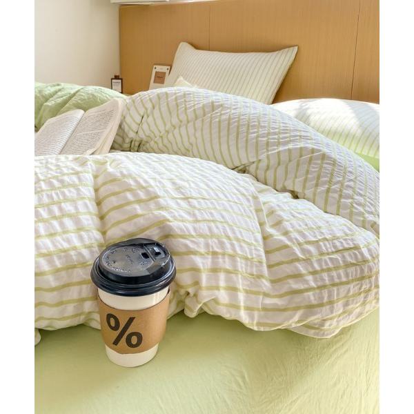 ベッド 寝具 ストライプ 柄 布団 カバー 3点 セット ( シングル )