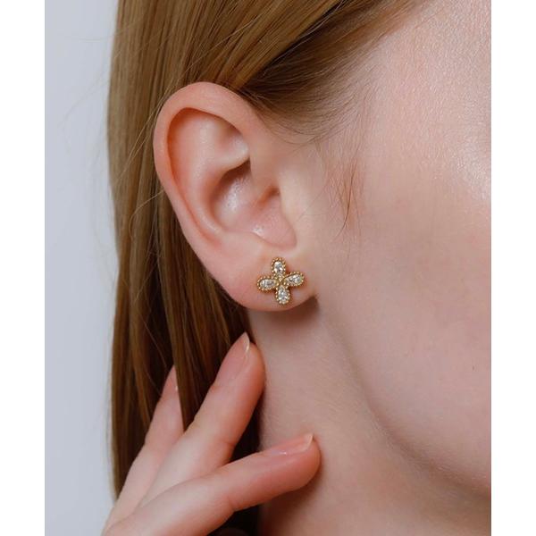 ピアス 「金属アレルギー対応ノットアレプラス」ジルコニアクローバーピアス「NOP0155」 レディー...