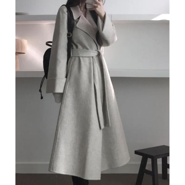 tシャツ ウール ロングコート チェスターコート レディース