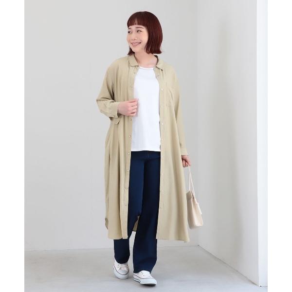 シャツワンピース 「L〜5L 大きいサイズ」T/Rソフトローンシャツワンピース