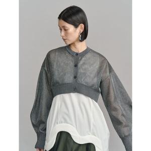 カーディガン 2TONE SHEER KT CD / 2トーンシアーニットカーディガン レディース