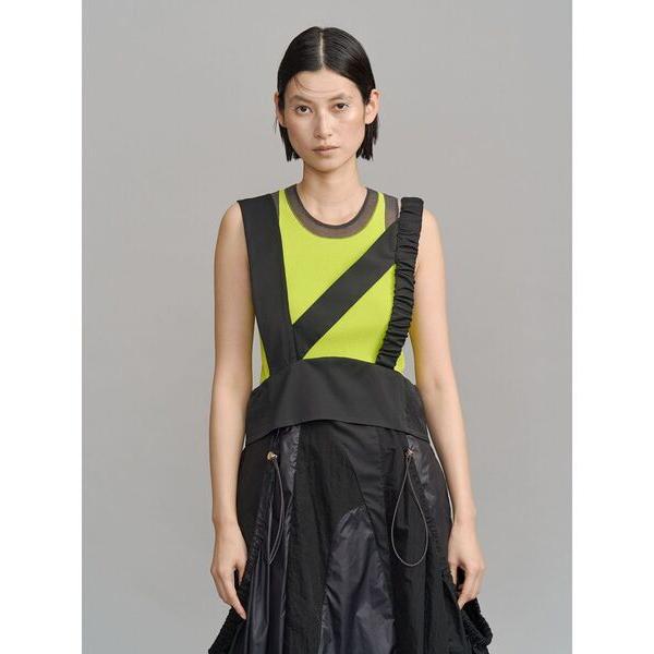 タンクトップ ノースリーブ SHEER DOCKING KNIT TT / シアードッキングニットタ...