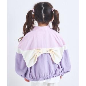 ブルゾン アウター ガールズ 配色切り替え バックリボン ブルゾン キッズ 子供服 女の子