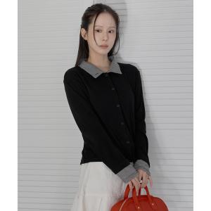 カーディガン 「2026SS新作アイテム」「UNE ORIGINAL」2WAY仕様ストライプバイカラーハイネックカーディガン レディース