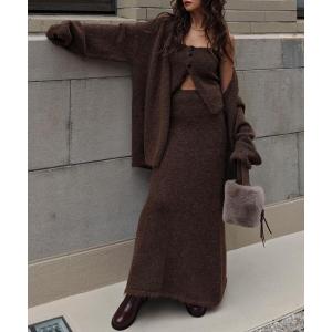 セットアップ ニットカーディガン3ピースセット レディース