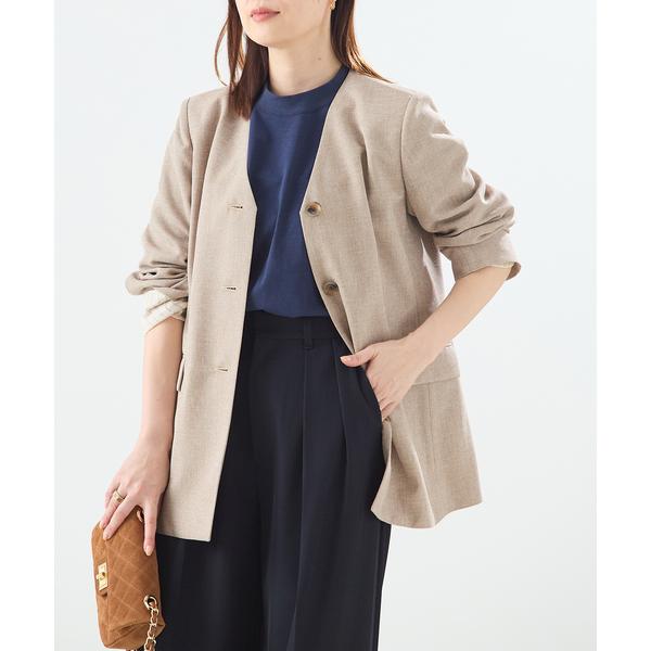 ジャケット ノーカラージャケット 「金子綾さん着用」リノオックス Vネックジャケット レディース