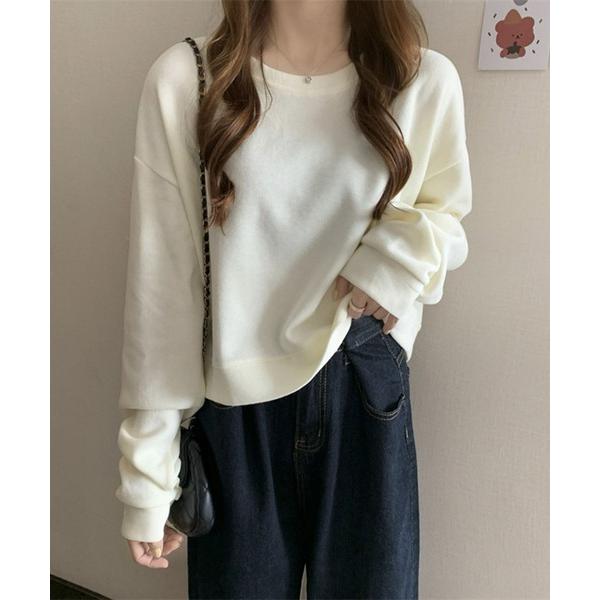 トレーナー スウェット 「26春夏新作」シンプルベーシックニットプルオーバー レディース