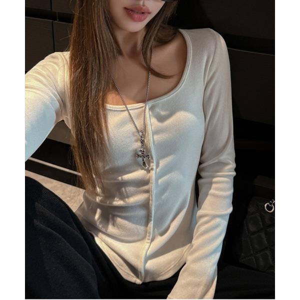 tシャツ 「26春夏新作」フロントアウトリンキング裾ラウンドロンT レディース