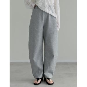 ワイドパンツ パンツ 「低身長/高身長サイズ有」ベルトループ付ダンボールスウェットバレルレッグカーブパンツ レディース