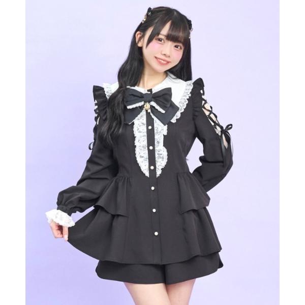 セットアップ ロングポイントカラーショルダーレースアップセットアップ レディース