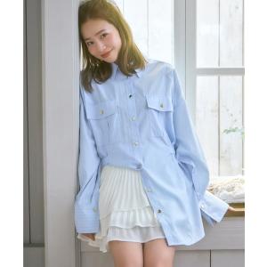 ブラウス シャツ ベルトディティールビッグシャツ 春服 レディース