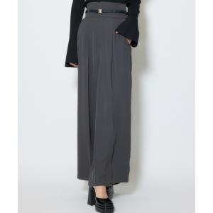 スラックス パンツ ベルトポイントハイウエストワイドパンツ 春服 レディース