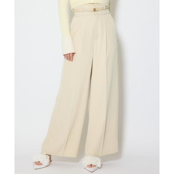 スラックス パンツ ベルトポイントハイウエストワイドパンツ 春服 レディース