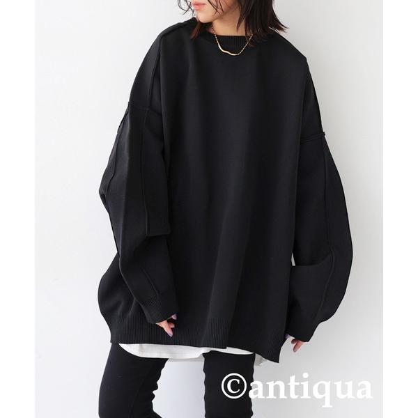 「antiqua」 長袖ニット R ブラック レディース