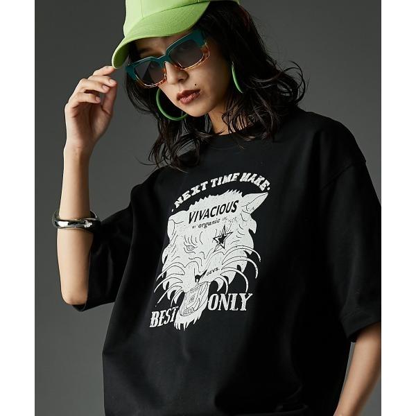 「GEVS.」 「SMILELAND」半袖Tシャツ 3L ブラック レディース