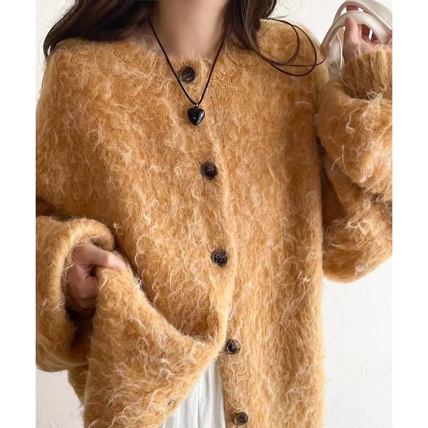 「Java」 ニットカーディガン LARGE イエロー レディース