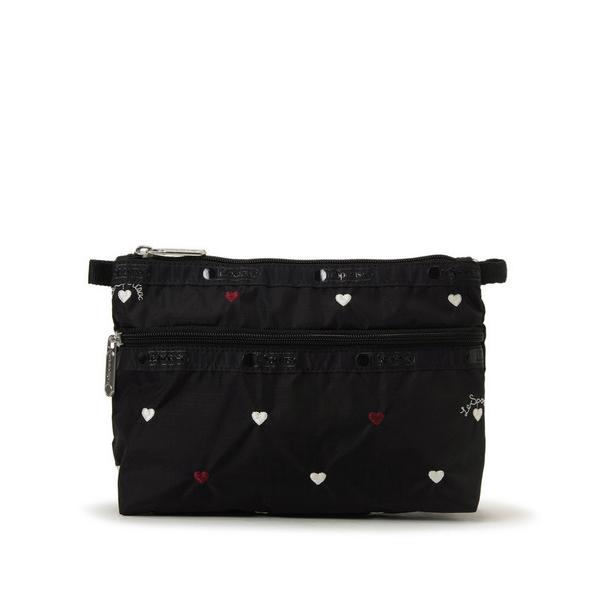 ポーチ COSMETIC CLUTCH レッド/ホワイトハートEMB レディース